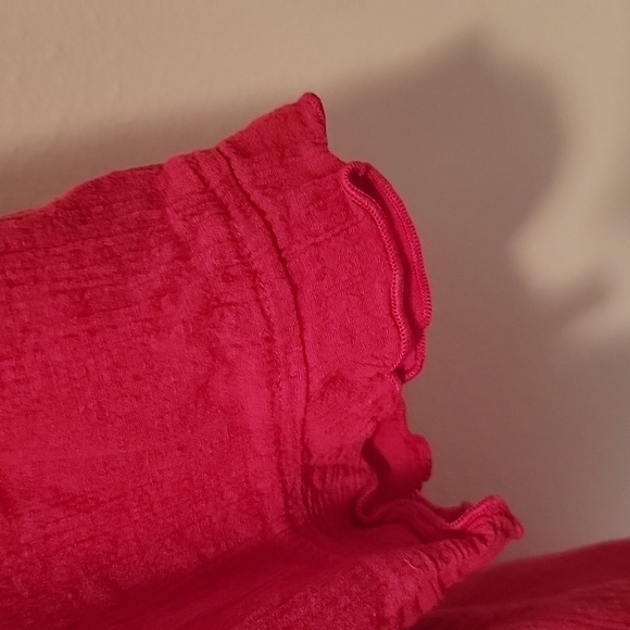 J. Jill Size L Linen Blend Bright Pink Button Down Short Sleeve Blouse, EUC - Picture 3 of 11